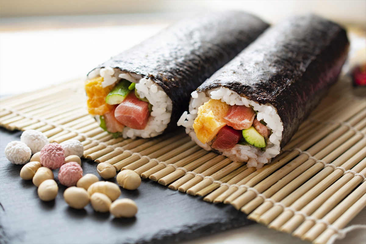 Ehomaki is a traditional Japanese sushi roll