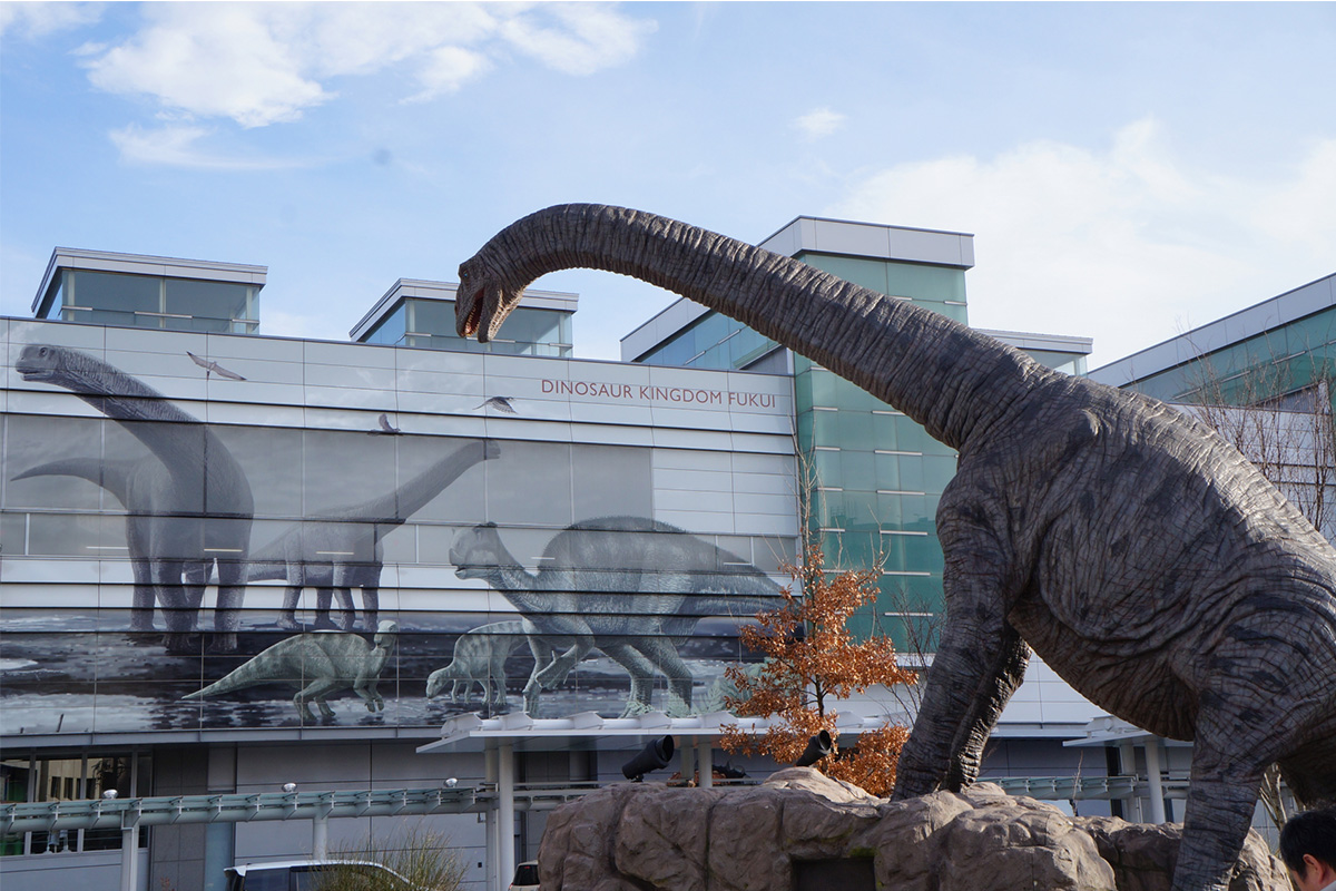 The walls of Fukui Station are painted with dinosaurs.