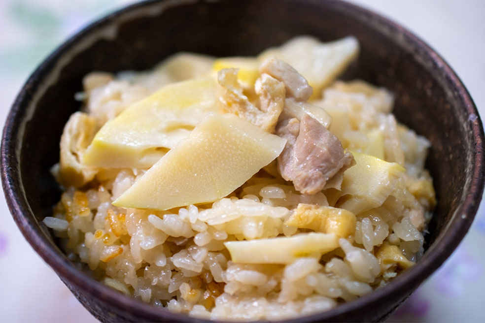 When bamboo shoots are eaten in Japan, they are often cooked with rice