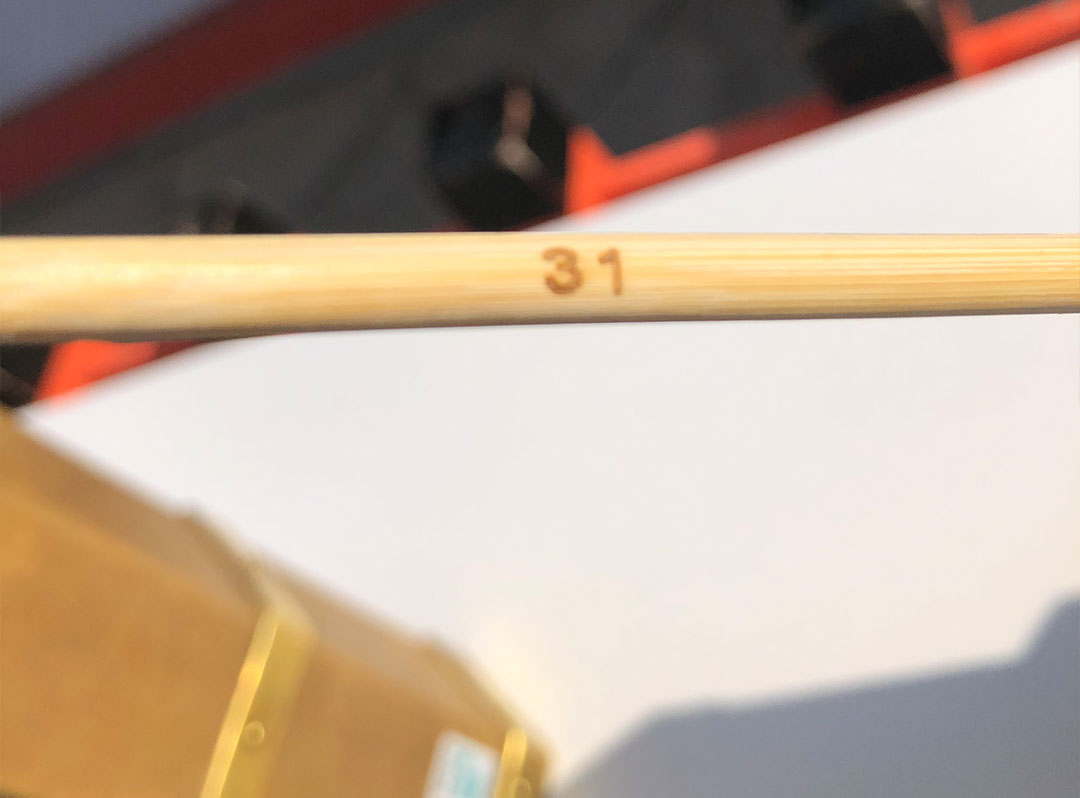 The sticks are numbered.