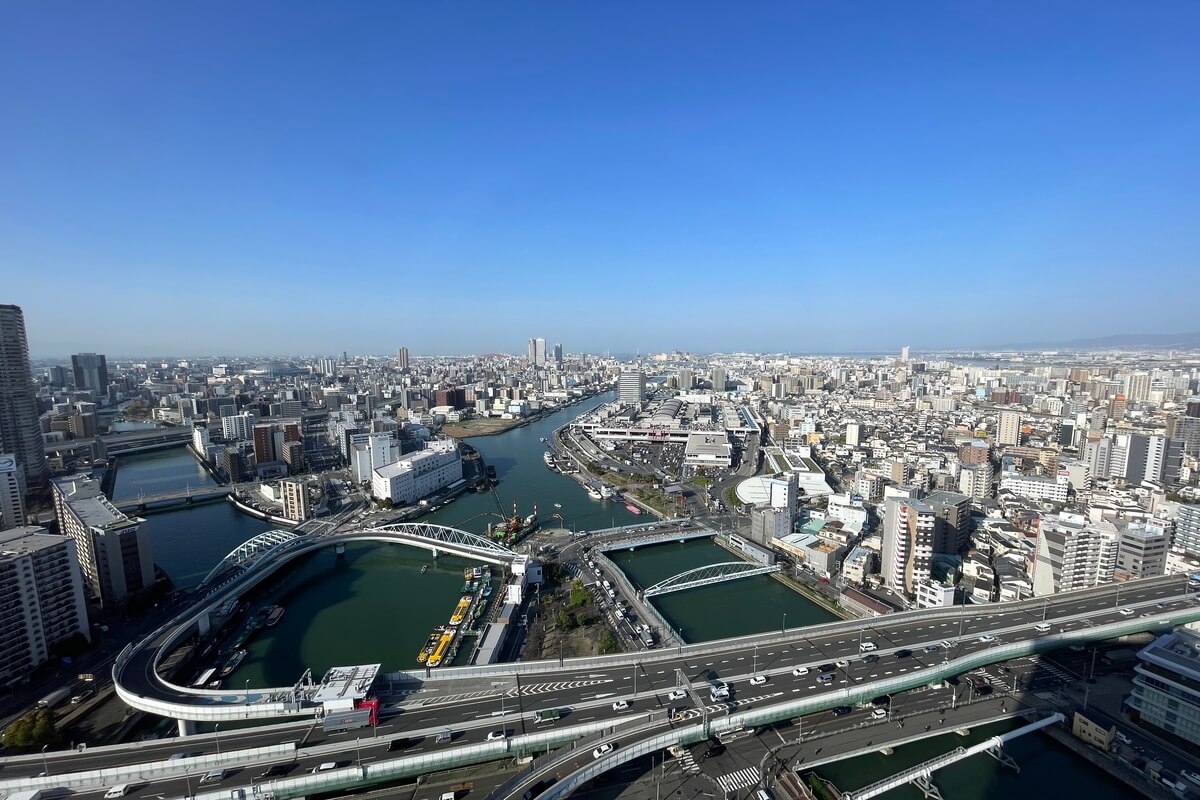 Osaka cityscape seen from Nakanoshima Center Building