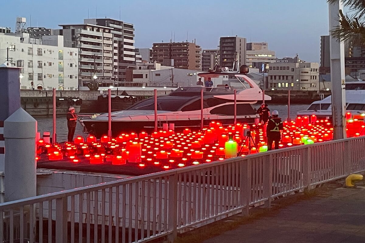 Drones emitting red color from LED lights