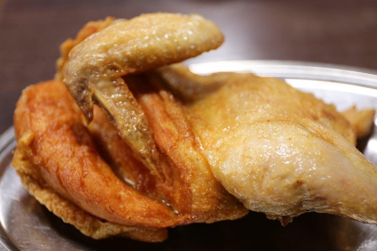 Deep-fried half a chicken