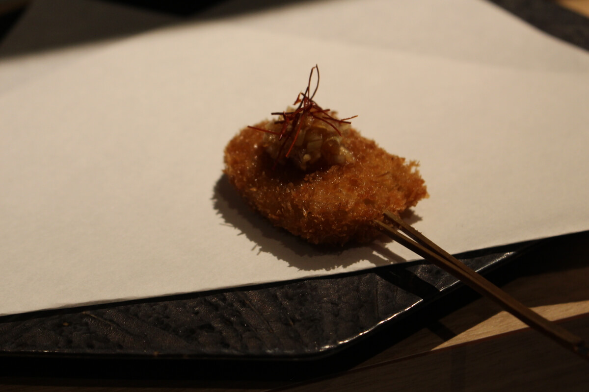 Tuna Kushikatsu with oil and ginger sauce