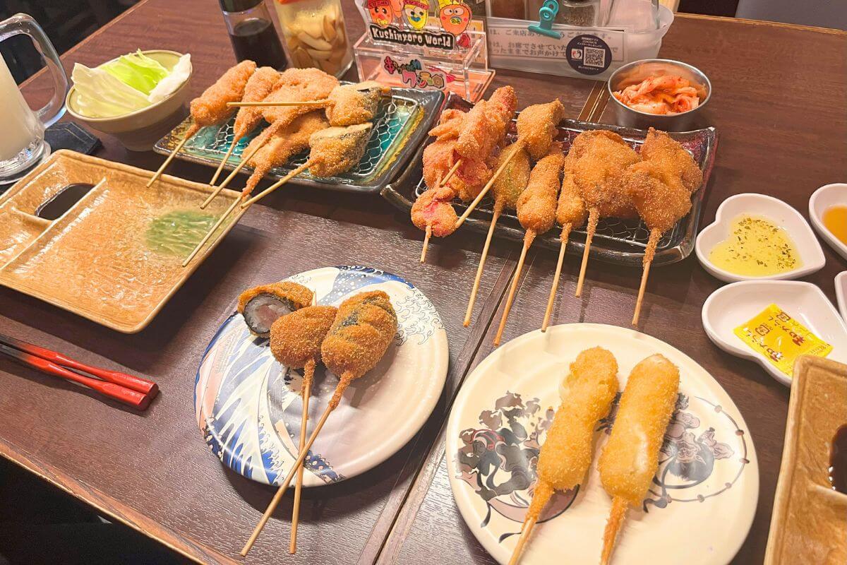 What is kushikatsu, a gourmet food born in Shinsekai, Osaka?