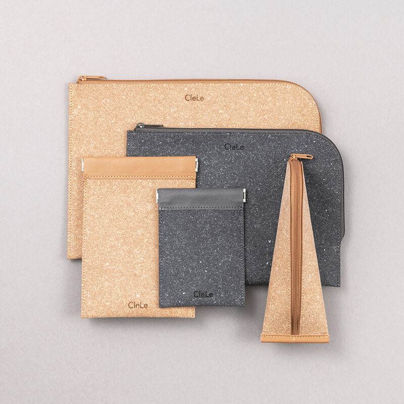 The lineup consists of five types: flat case A5/B6, pen case, and spring pouch M/S.