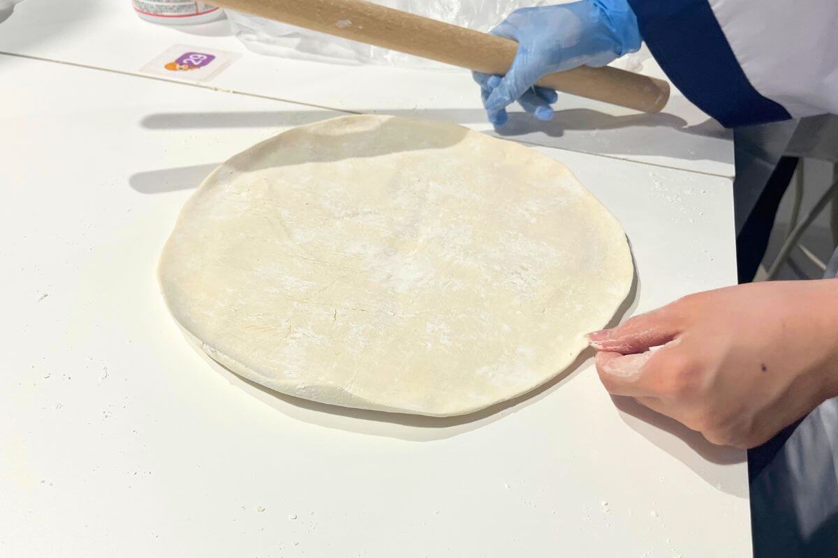 After stretching the fabric