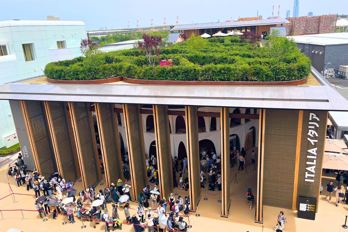 Italian Pavilion modeled after the Colosseum