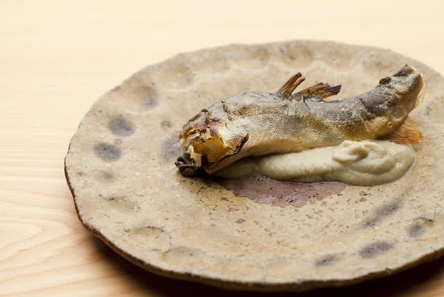 Ayu fish from the Adogawa River in Shiga Prefecture, grilled with salt