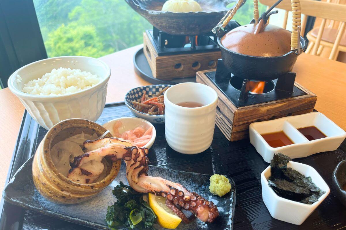Awaji Island cuisine at the restaurant in the Uzu no Oka Onaruto Bridge Memorial 