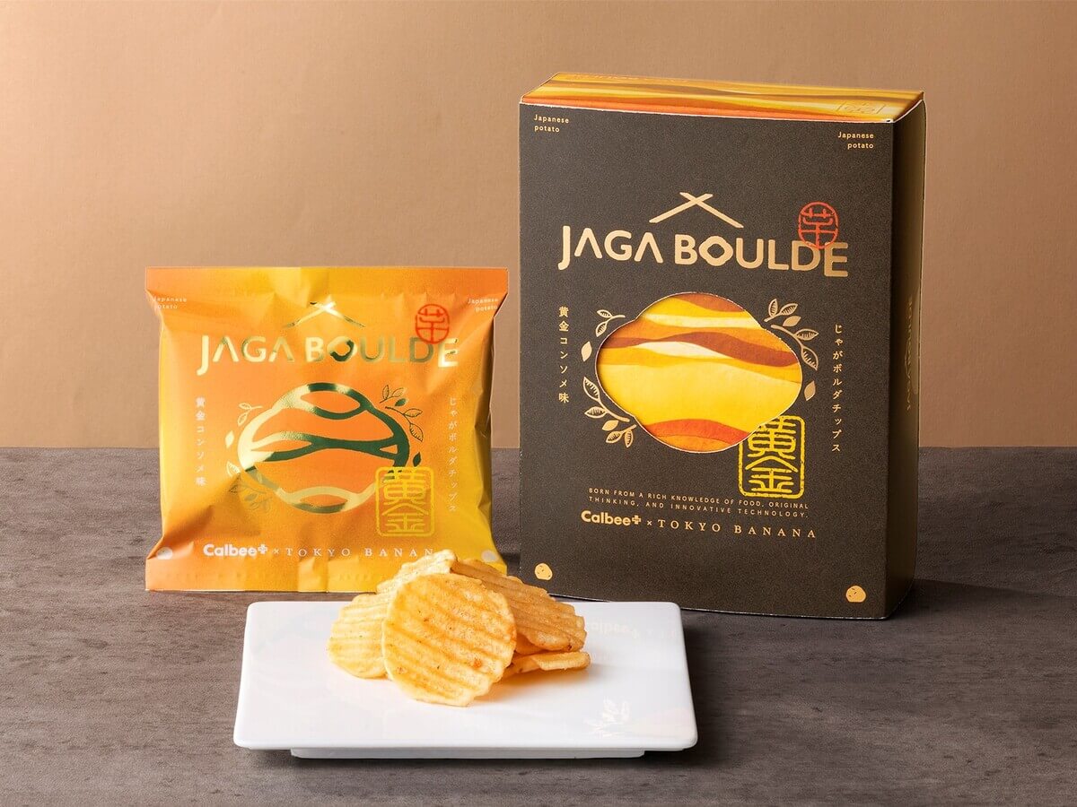 Calbee+ × Tokyo Banana JAGA BOULDE Chips Golden Consomm Flavor
