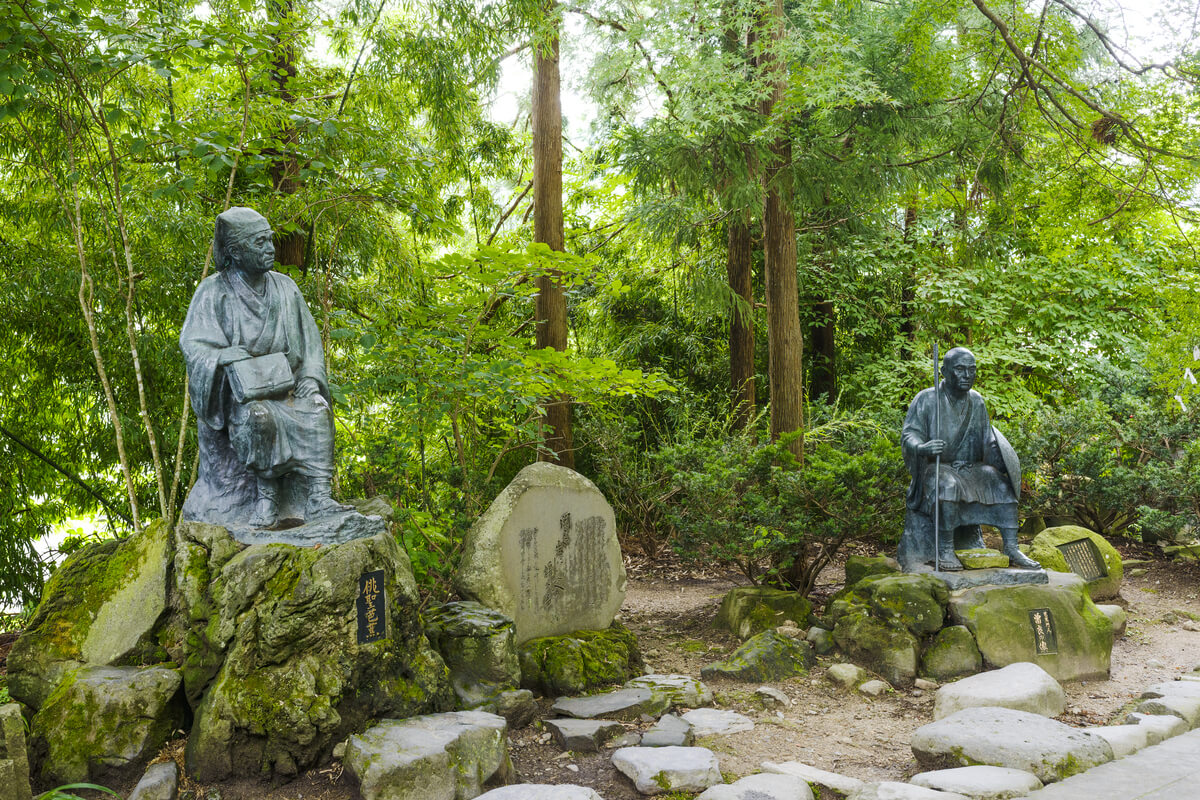 Statue of Matsuo Basho visiting Yamadera Temple