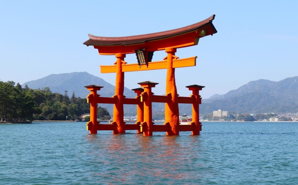 Miyajima Report from Hiroshima Prefecture. The Great Torii Gate of Itsukushima Shrine