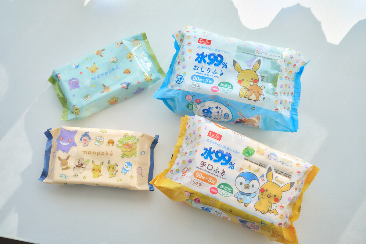 Monpoké Hand Wipes (60 sheets) × 3 packs / Monpoké Baby Wipes (80 sheets) × 3 packs (Lec)